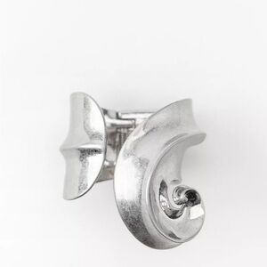 Modern Sculptural Silver-Tone Semi-Circular Cuff Bracelet